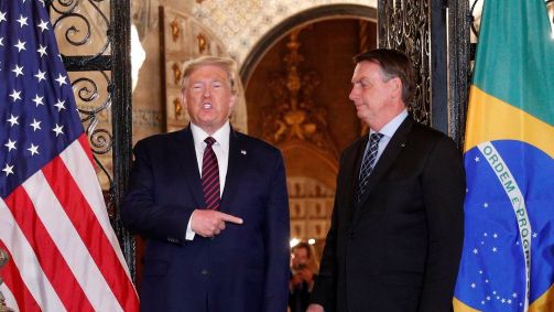 Presidente dos Estados Unidos, Donald Trump, e presidente Jair Bolsonaro no resort de Mar-a-Lago, em Palm Beach, na Flórida