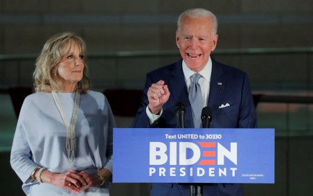 Joe Biden em comício na Filadélfia, EUA
