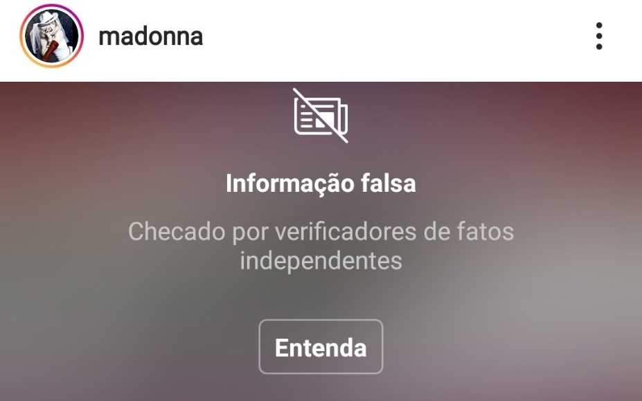 Instagram marcou como 'informação falsa' vídeo publicado por Madonna sobre hidro