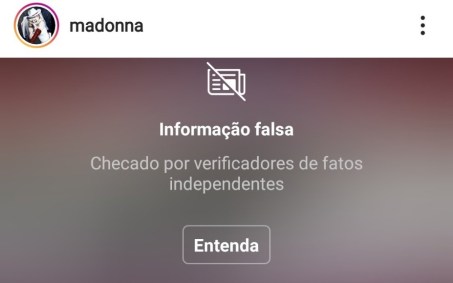 Instagram marcou como 'informação falsa' vídeo publicado por Madonna sobre hidro