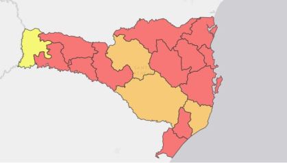 Regiões em vermelho no mapa têm situação considerada gravíssima