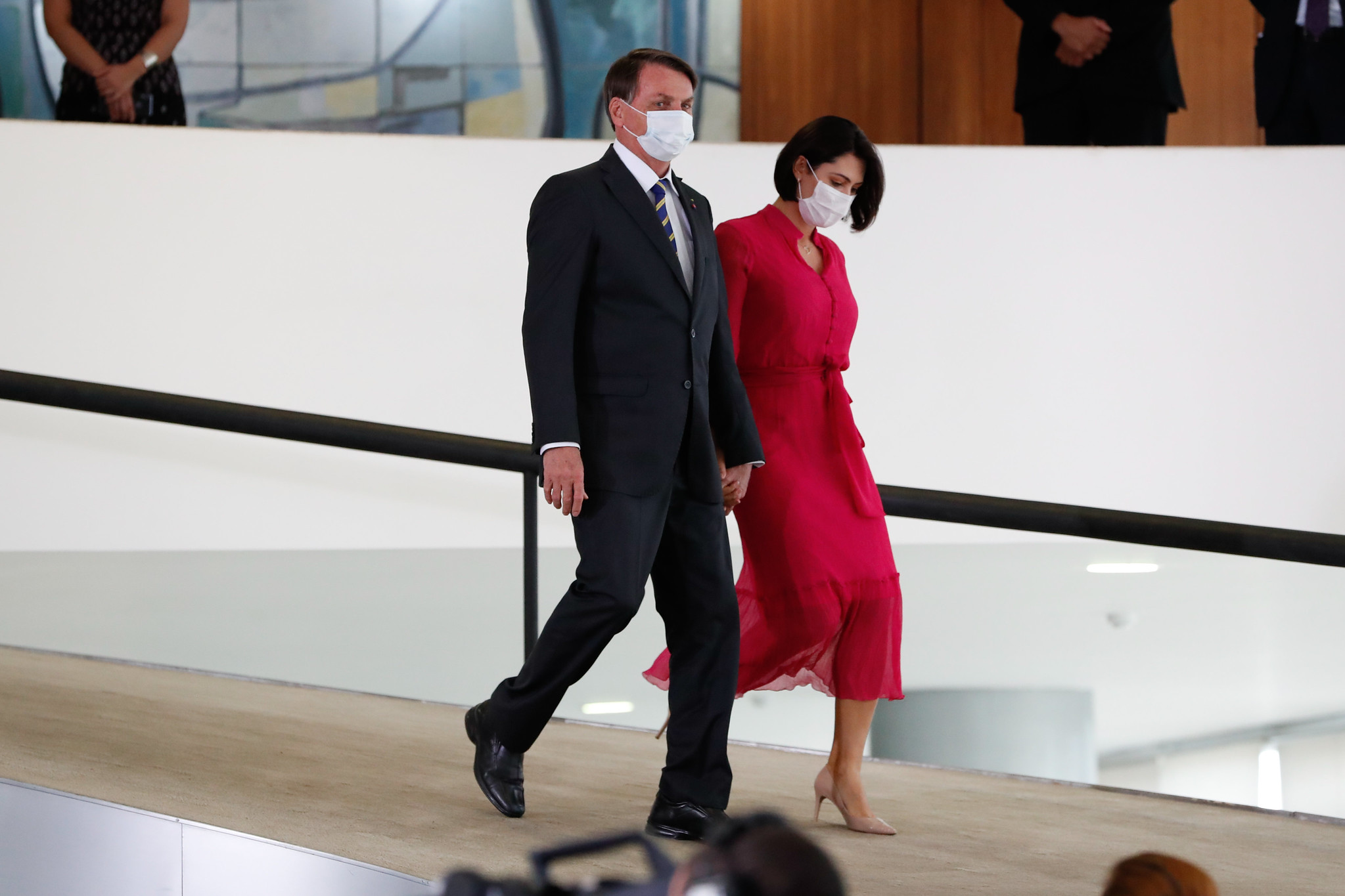 Jair Bolsonaro e Michelle Bolsonaro participam de evento