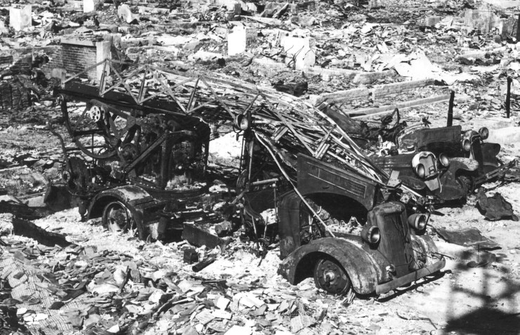 Devastação causada pelo bombardeio em Hiroshima / Foto: Departamento de Guerra/Arquivo Nacional dos EUA/Divulgação via Reuters (6.ago.1945)