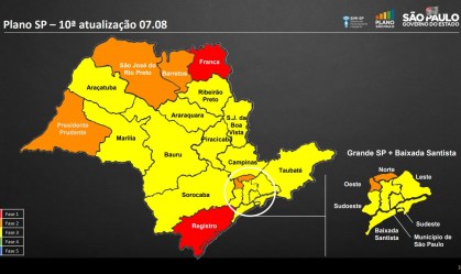 Governo de São Paulo atualiza mapa e 9 regiões entram na fase amarela