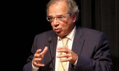 O ministro da Economia, Paulo Guedes, durante palestra no Distrito Federal