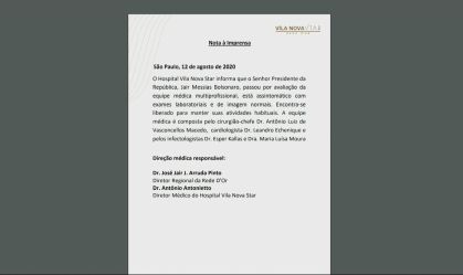 Bolsonaro realiza exames médicos em hospital de São Paulo