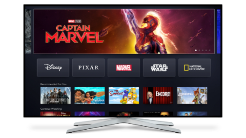 Tela do Disney+, o serviço de streaming da Disney