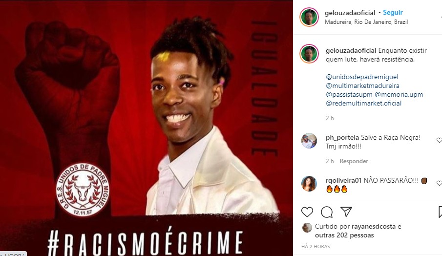 Coreógrafo da Mocidade,  George Louzada denuncia caso de racismo no RJ