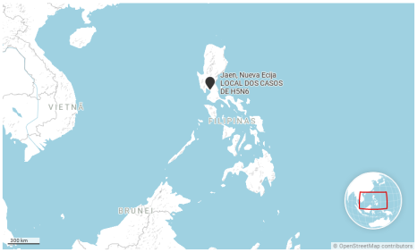 Jaen, nas Filipinas, onde foram registrados casos de H5N6