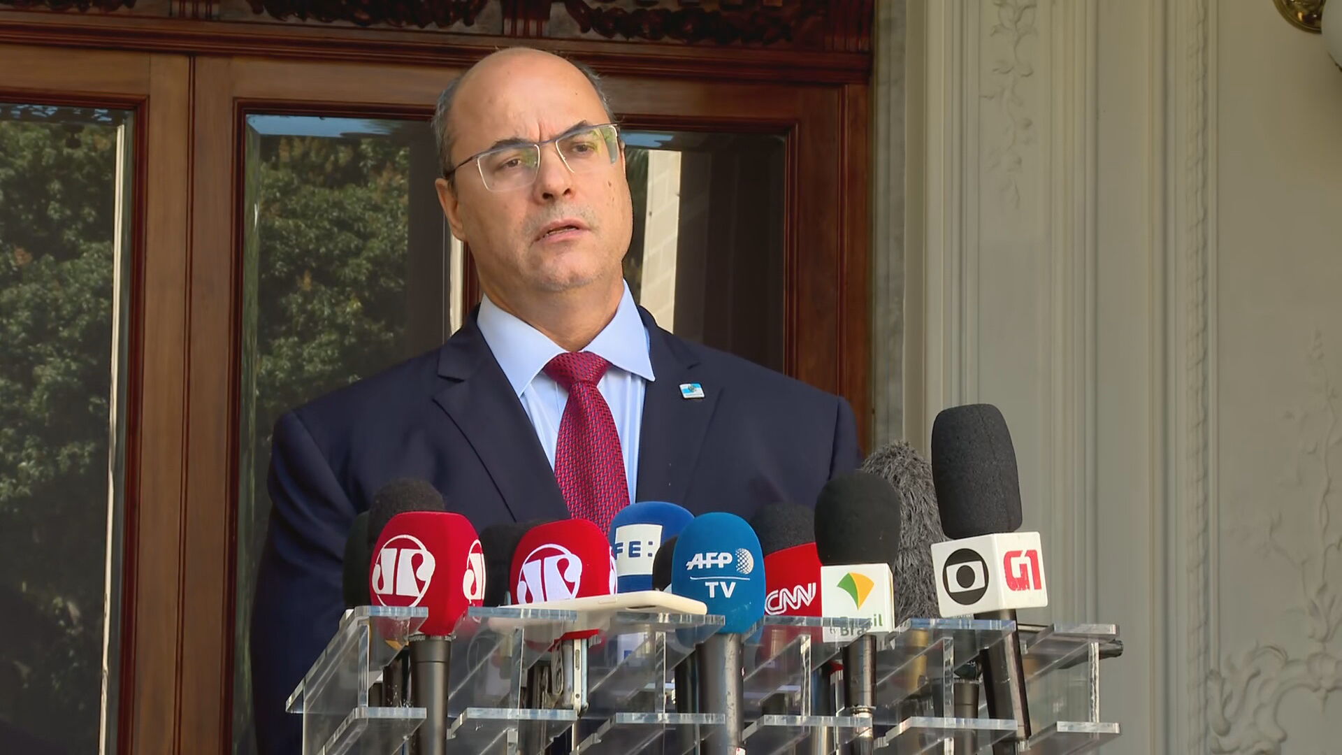Governador do Rio de Janeiro, Wilson Witzel (PSC), faz pronunciamento no Palácio