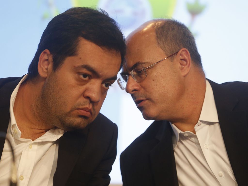 Wilson Witzel e Cláudio Castro em entrevista coletiva no Rio de Janeiro