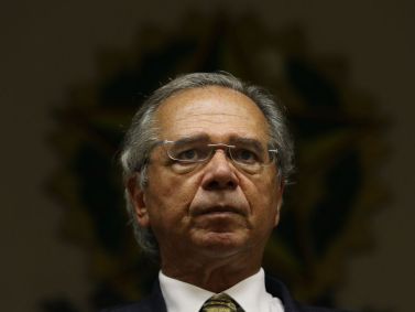 O ministro da Economia, Paulo Guedes, durante entrevista coletiva