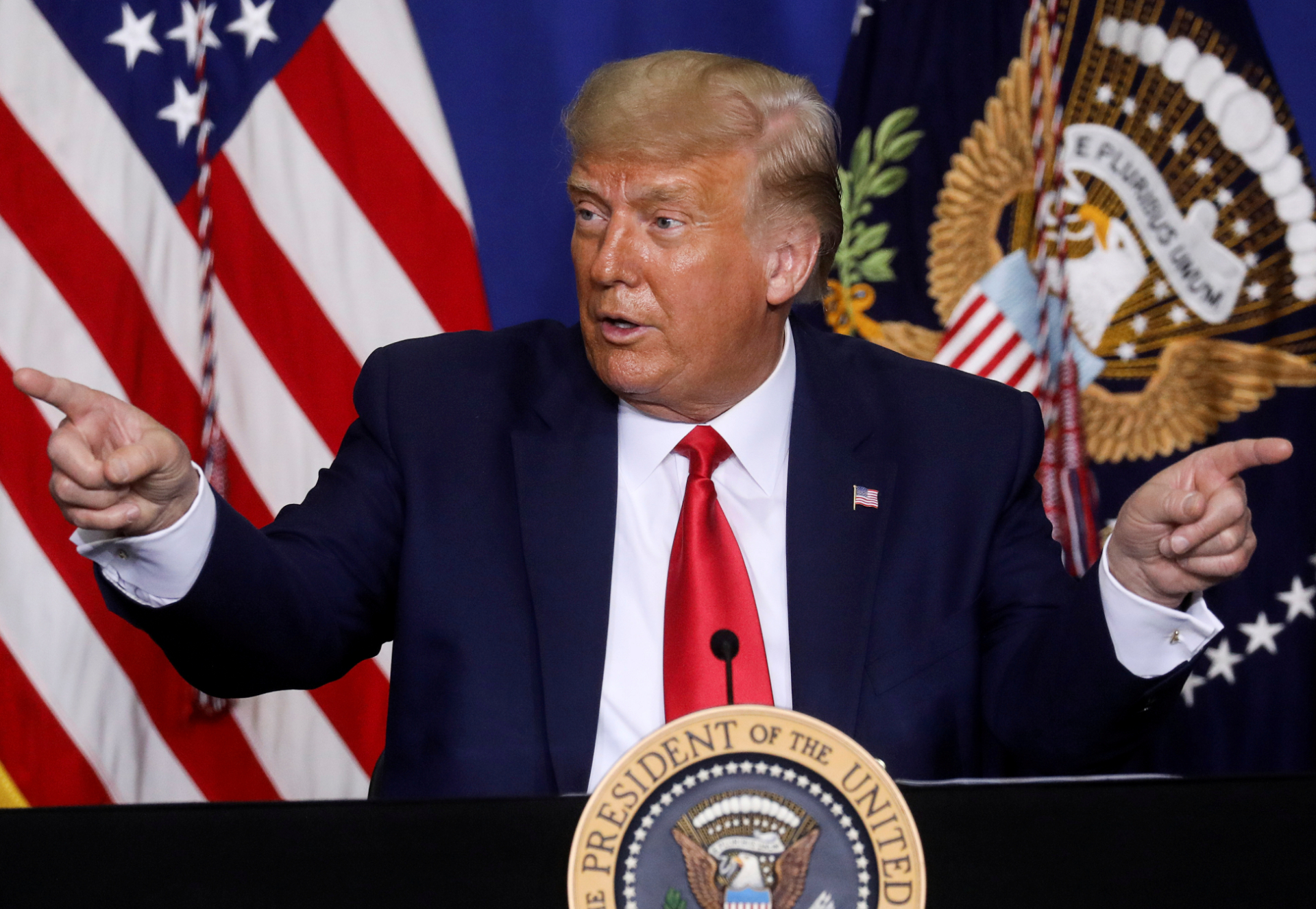 Donald Trump, presidente dos EUA, durante visita à cidade de Kenosha, Wisconsin