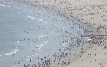 Praia lotada e aglomerações durante o último final de semana
