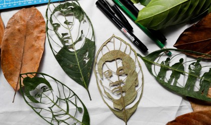 Após ser demitida na pandemia, filipina se reinventa com 'arte em folhas'