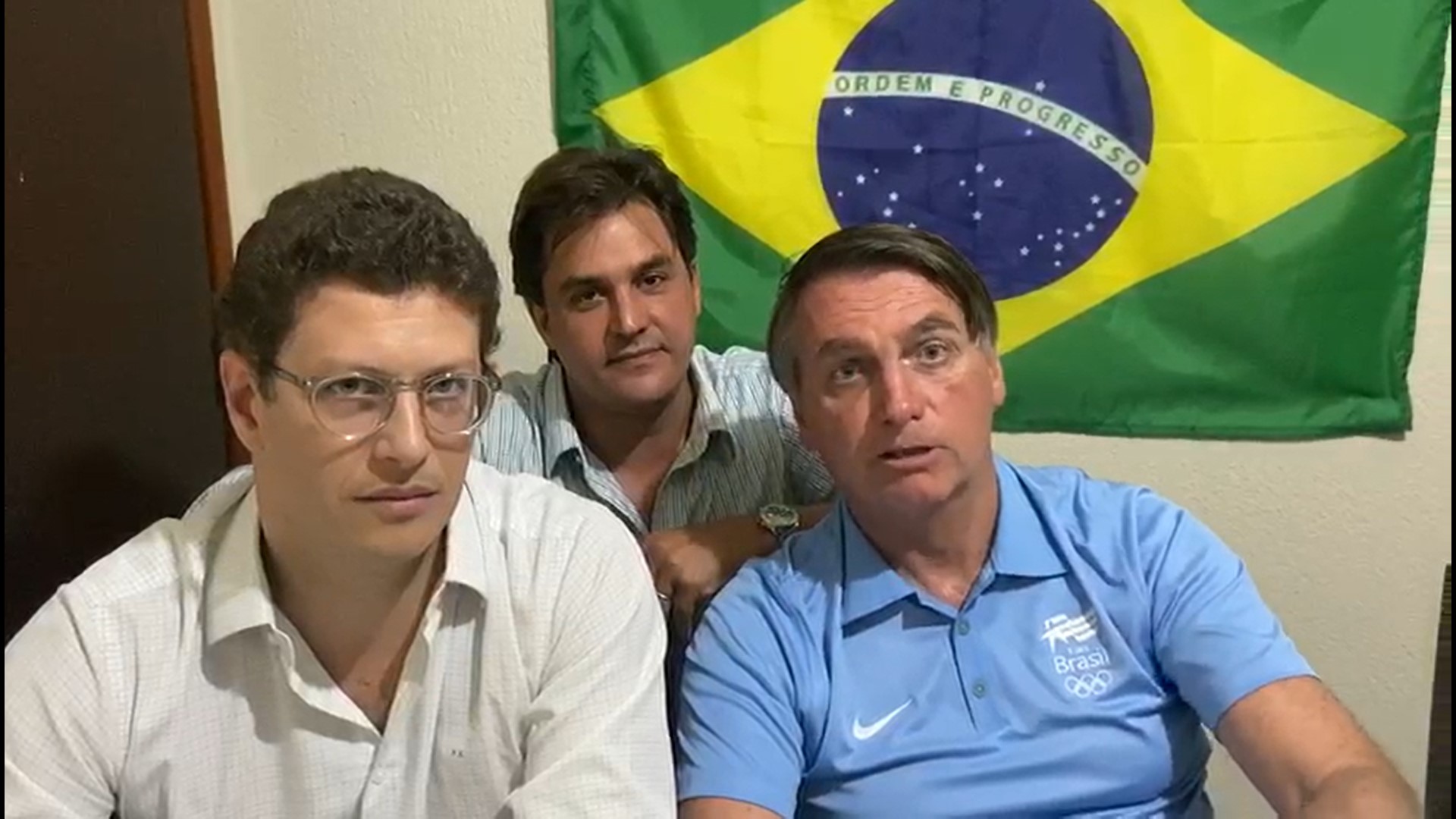Salles, Bolsonaro e o deputado estadual Frederico d'Avila (PSL-SP) em vídeo
