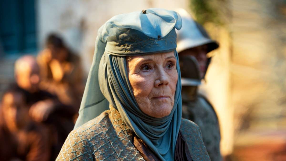 Atriz britânica Diana Rigg como Olenna Tyrell