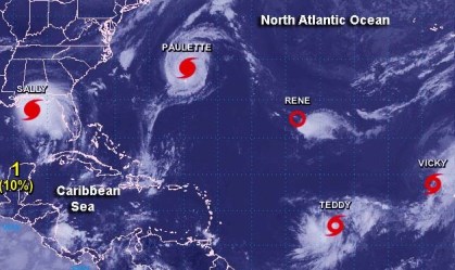 Pela 2ª vez na história, Atlântico Norte tem 5 ciclones ao mesmo tempo