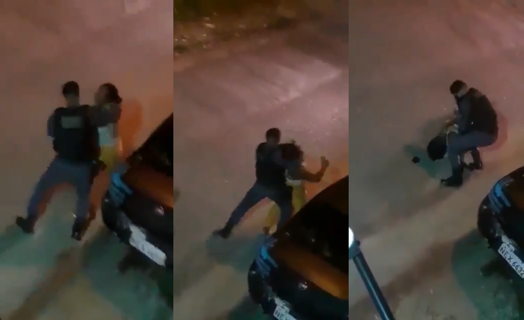 Mulher não apresentou resistência, mas foi derrubada no chão e levou soco de PM.