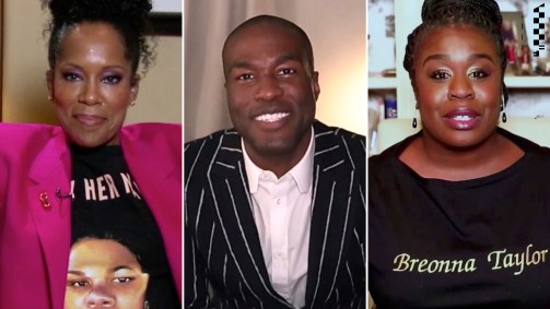 Os atores Regina King, Yahya Abdul-Mateen II e Uzo Aduba