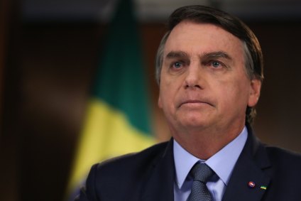 O presidente Jair Bolsonaro durante gravação de discurso para ONU
