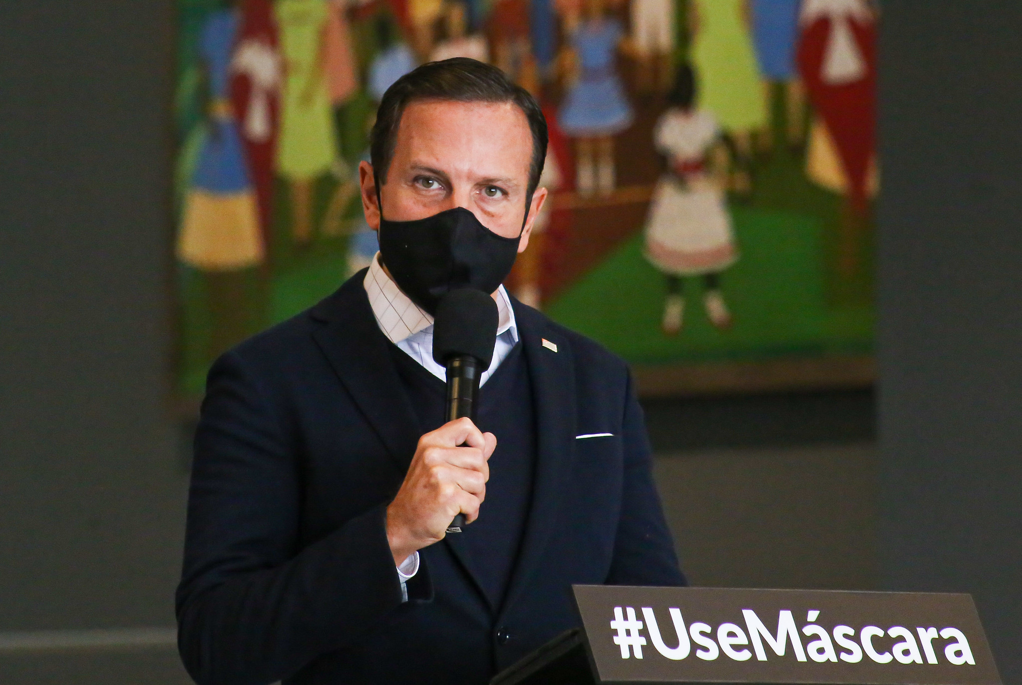 O governador de São Paulo, João Doria, em coletiva no Palácio dos Bandeirantes
