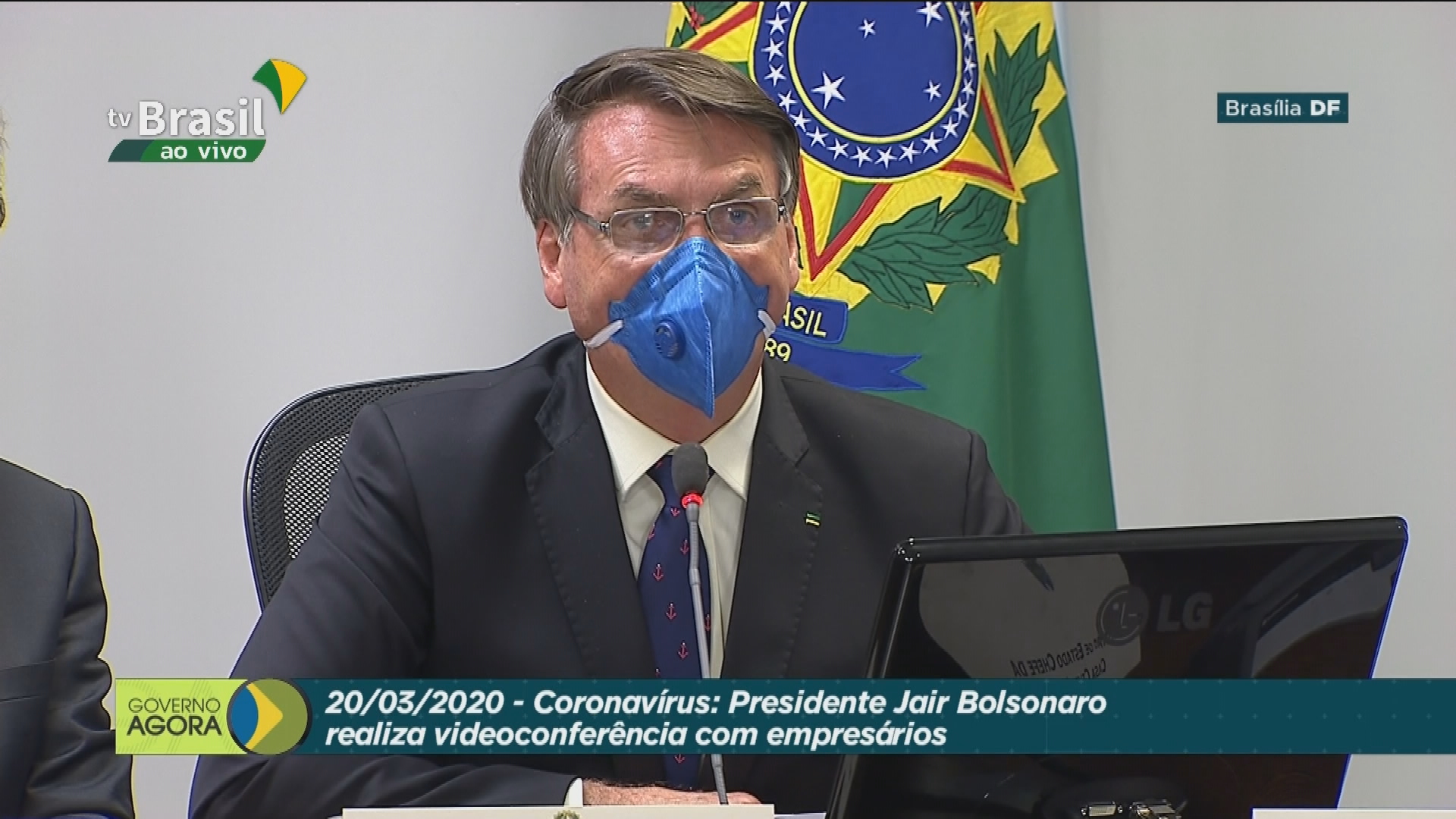 Jair Bolsonaro em videoconferência com empresários