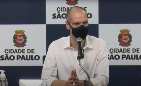 O prefeito de São Paulo, Bruno Covas, durante cerimônia