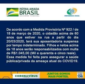 Montagem FALSA que circula pelas redes sociais. Não há punição para idosos que i