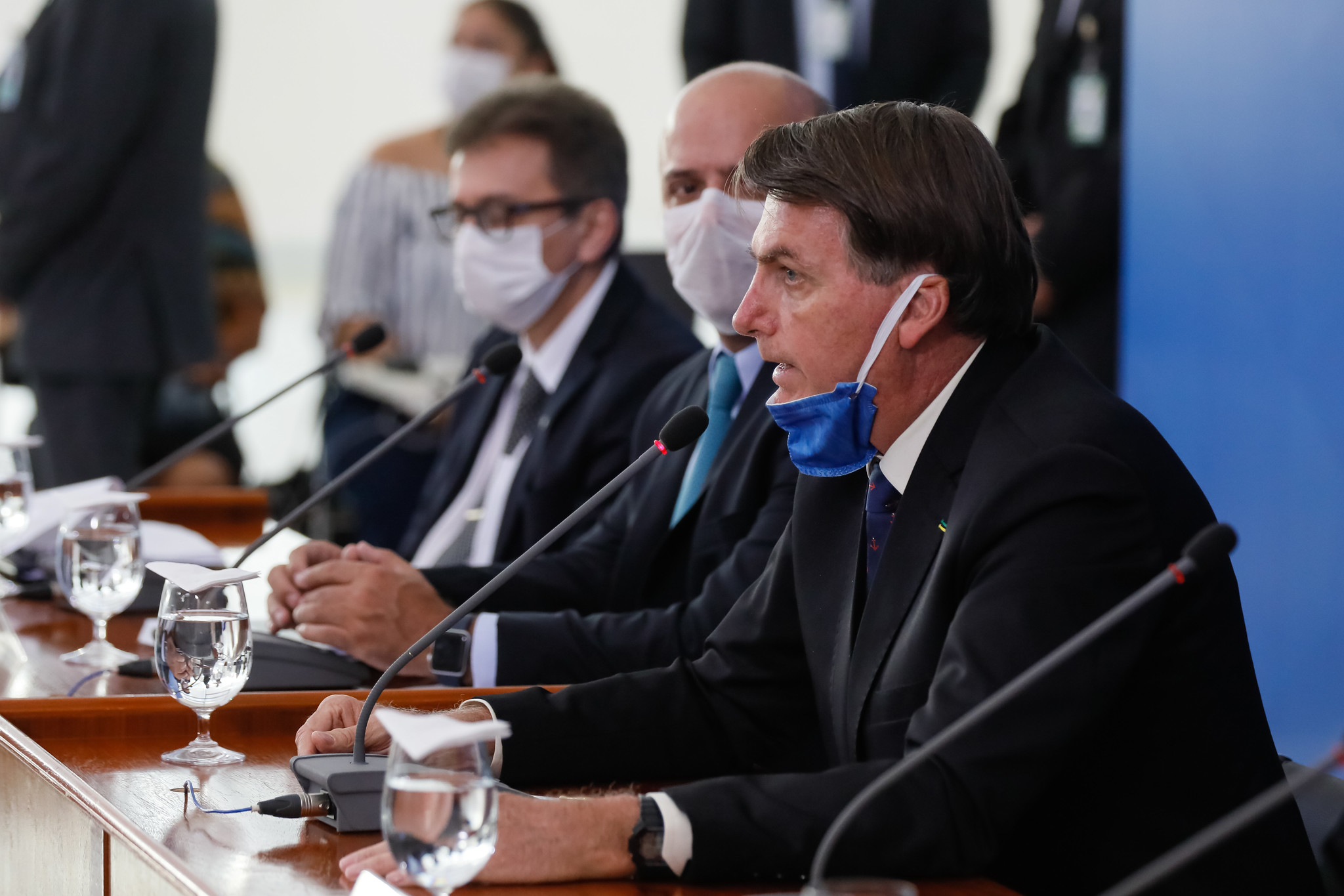 O presidente Jair Bolsonaro, durante coletiva no Palácio do Planalto sobre a pan
