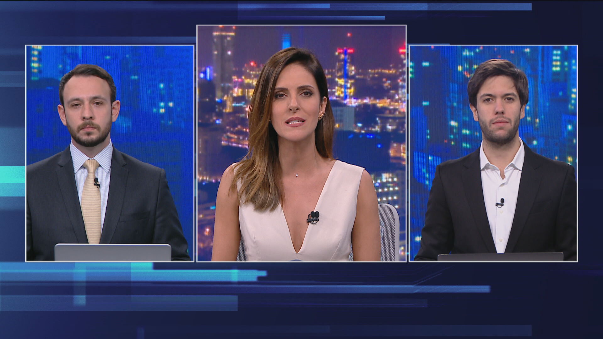 Bruno Salles, Monalisa Perrone e Caio Coppolla durante O Grande Debate (28.set.2