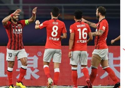 Comemoração de gol do Shanghai SIPG, time da Super Liga Chinesa