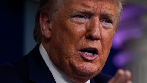 Presidente Donald Trump durante entrevista coletiva na Casa Branca