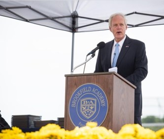 Senador republicano Ron Johnson, de Winsconsin, durante cerimônia em 3 de agosto