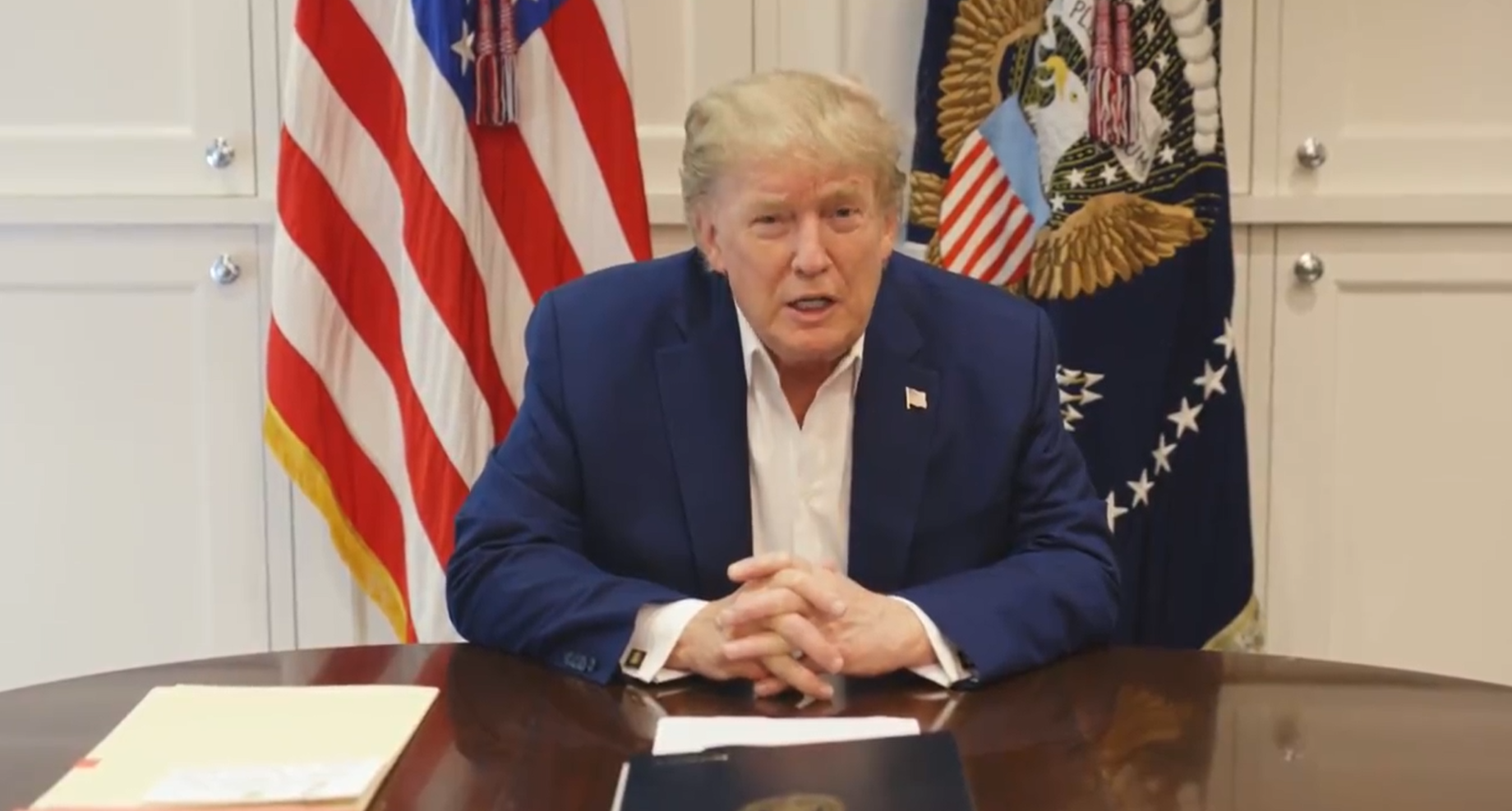 O presidente dos EUA Donald Trump em vídeo publicado no Twitter