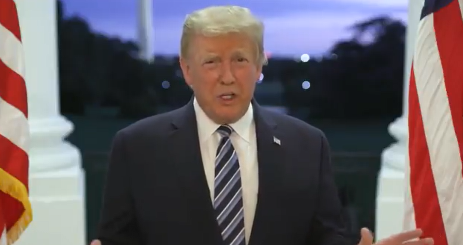 O presidente dos EUA, Donald Trump, em vídeo