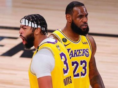 LeBron James e Anthony Davis, do Los Angeles Lakers