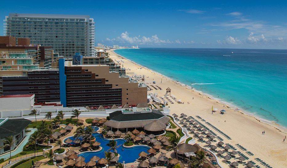 Praia em Cancún, na Península de Yucatán, no México