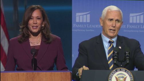A democrata Kamala Harris e o republicano Mike Pence