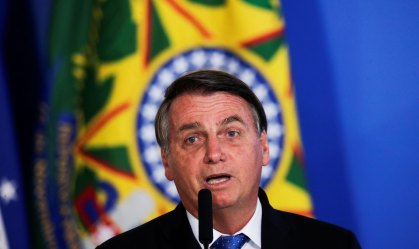 O presidente Jair Bolsonaro durante cerimônia no Palácio do Planalto