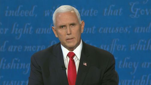 O vice-presidente dos Estados Unidos Mike Pence durante o debate vice-presidenci