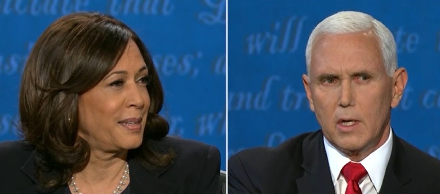 Kamala Harris e Mike Pence durante debate vice-presidencial