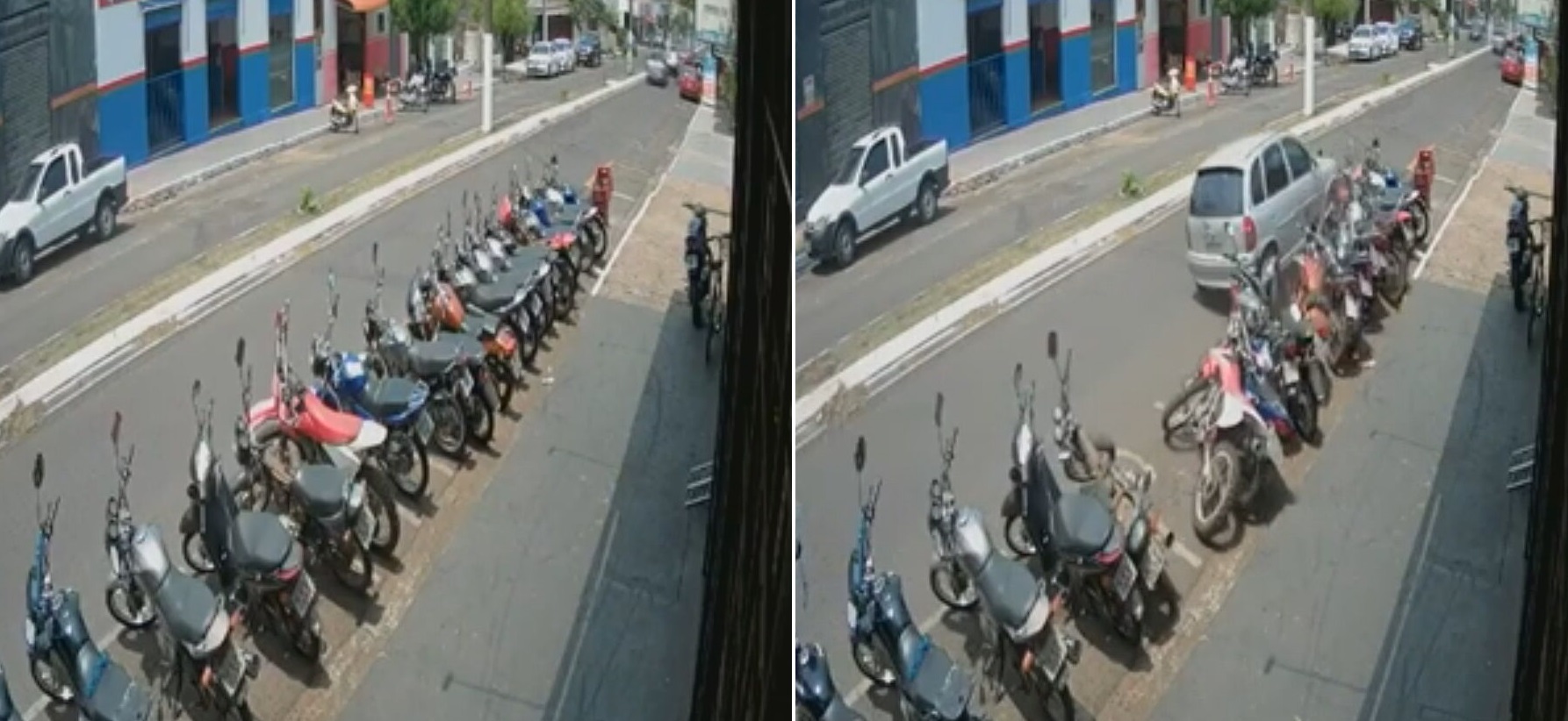 Montagem mostra antes e depois do acidente, que aconteceu em Assis, cidade no in