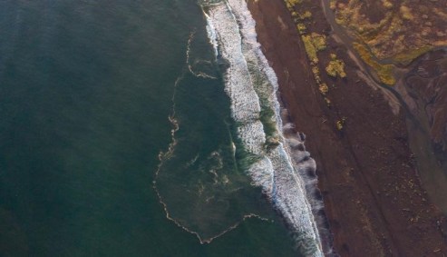 Vista aérea de derramamento na Rússia