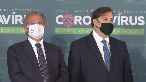 O ministro da Economia, Paulo Guedes, e o presidente da Câmara, Rodrigo Maia (DE