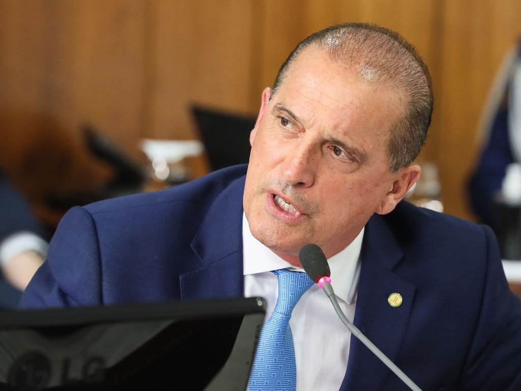 O ministro da Cidadania, Onyx Lorenzoni (DEM), durante conferência entre o presi O ministro da Cidadania, Onyx Lorenzoni (DEM), durante conferência entre o presi