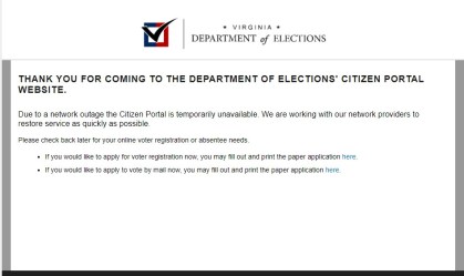 Falha técnica derruba sistema online de registro de eleitores na Virgínia