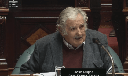 José 'Pepe' Mujica, ex-presidente e senador do Uruguai, em seu discurso de renún