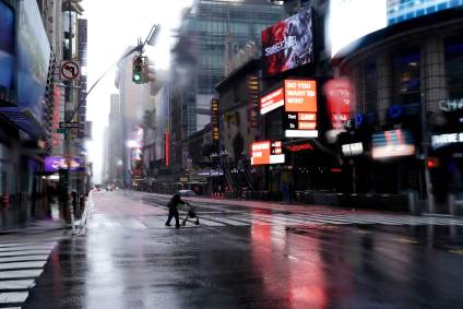 A Times Square quase vazia em meio à pandemia do novo coronavírus