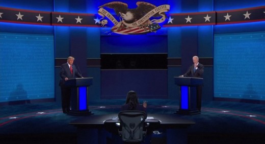 Donald Trump e Joe Biden no último debate entre os dois